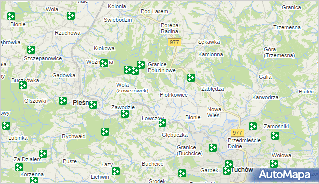 mapa Piotrkowice gmina Tuchów, Piotrkowice gmina Tuchów na mapie Targeo