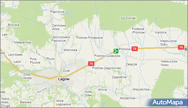 mapa Piotrów-Gułaczów, Piotrów-Gułaczów na mapie Targeo