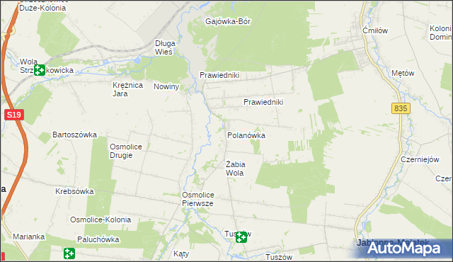 mapa Polanówka gmina Strzyżewice, Polanówka gmina Strzyżewice na mapie Targeo