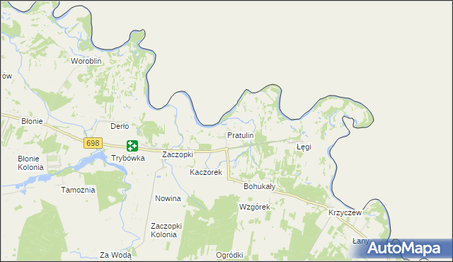 mapa Pratulin, Pratulin na mapie Targeo