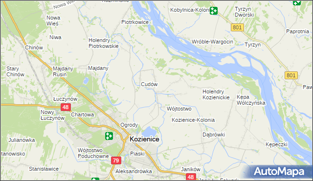 mapa Przewóz gmina Kozienice, Przewóz gmina Kozienice na mapie Targeo