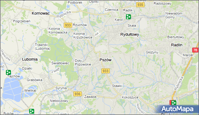 mapa Pszów, Pszów na mapie Targeo