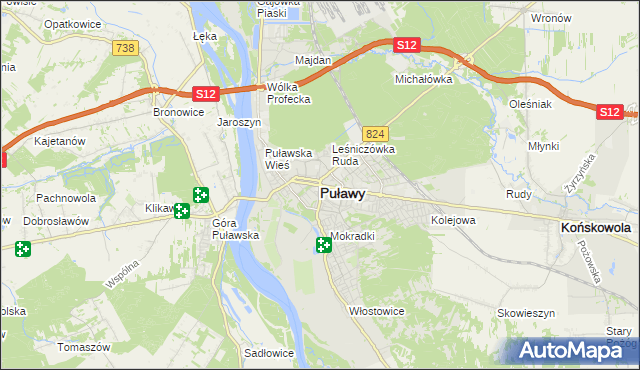 mapa Puław, Puławy na mapie Targeo