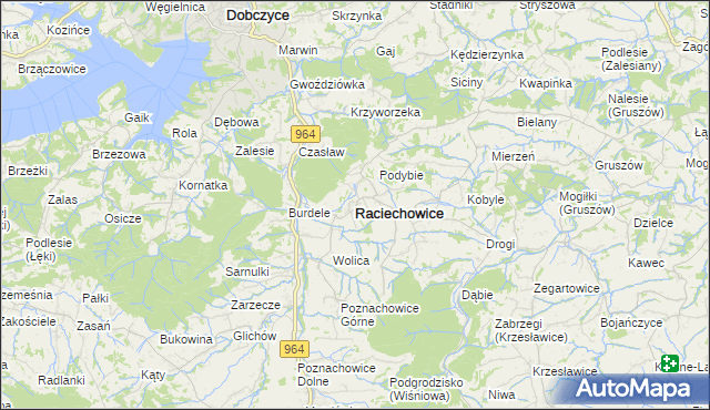 mapa Raciechowice, Raciechowice na mapie Targeo