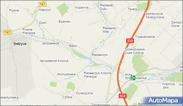 mapa Radawczyk gmina Niedrzwica Duża, Radawczyk gmina Niedrzwica Duża na mapie Targeo