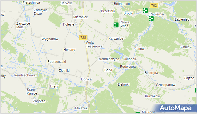 mapa Rembieszyce, Rembieszyce na mapie Targeo