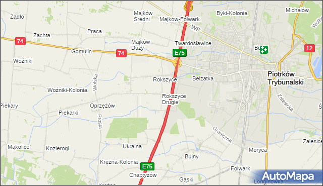 mapa Rokszyce Drugie, Rokszyce Drugie na mapie Targeo