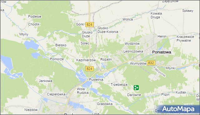 mapa Rozalin gmina Opole Lubelskie, Rozalin gmina Opole Lubelskie na mapie Targeo