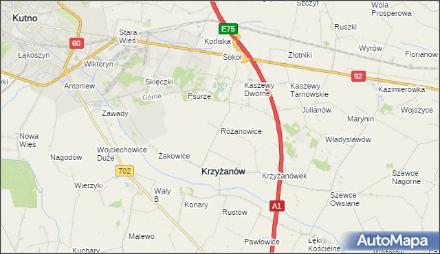 mapa Różanowice, Różanowice na mapie Targeo