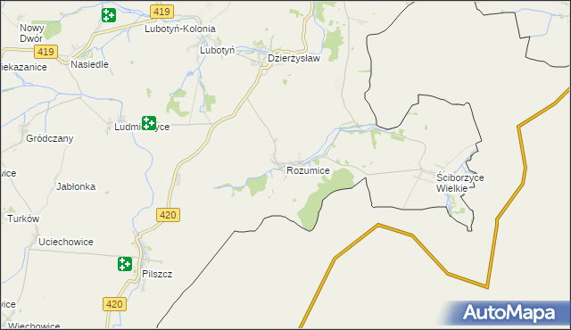 mapa Rozumice, Rozumice na mapie Targeo