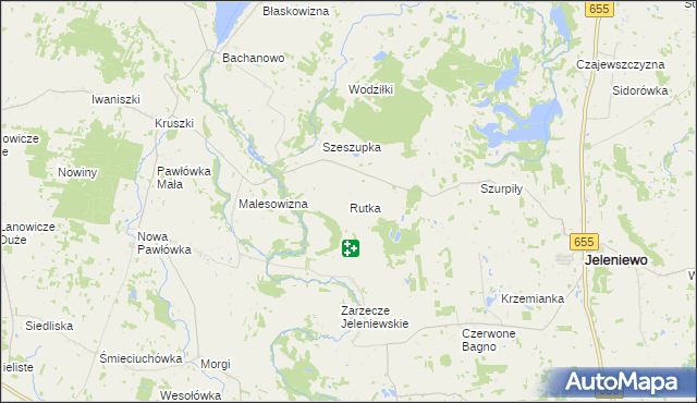 mapa Rutka gmina Jeleniewo, Rutka gmina Jeleniewo na mapie Targeo