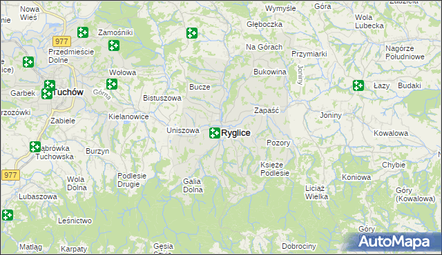 mapa Ryglice, Ryglice na mapie Targeo