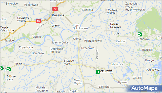 mapa Rząchowa, Rząchowa na mapie Targeo