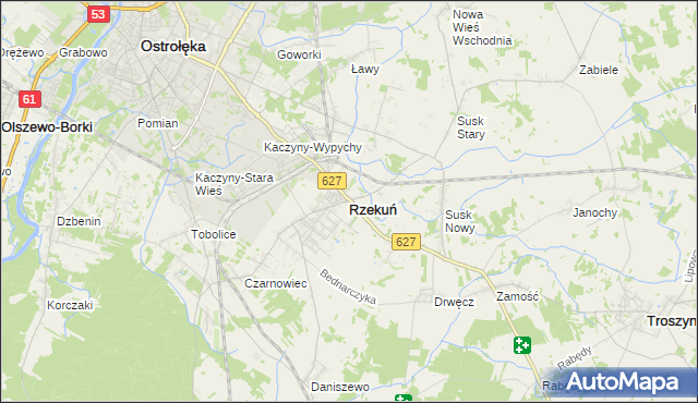 mapa Rzekuń, Rzekuń na mapie Targeo