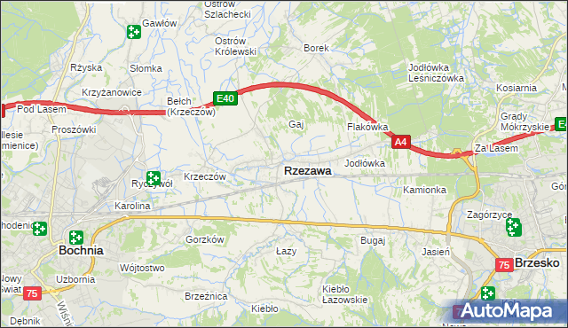 mapa Rzezawa, Rzezawa na mapie Targeo