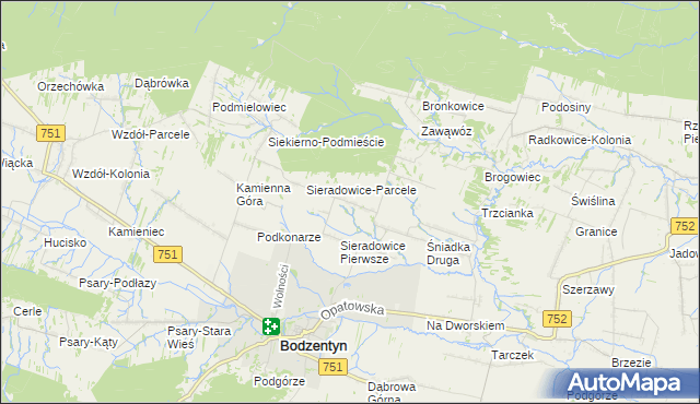 mapa Sieradowice Drugie, Sieradowice Drugie na mapie Targeo