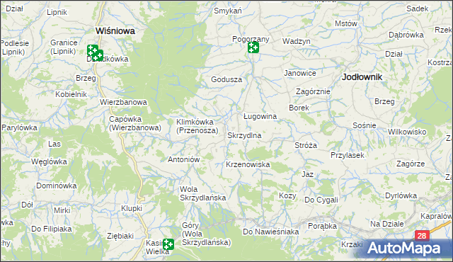 mapa Skrzydlna, Skrzydlna na mapie Targeo