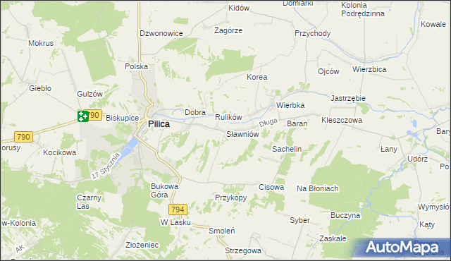 mapa Sławniów, Sławniów na mapie Targeo