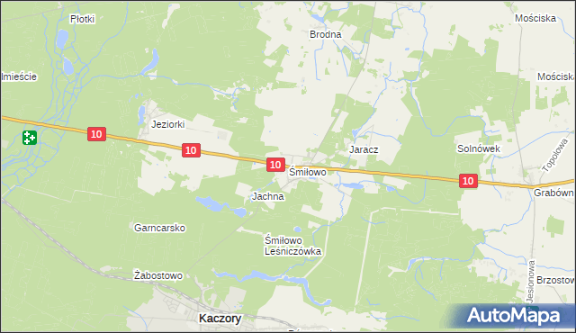 mapa Śmiłowo gmina Kaczory, Śmiłowo gmina Kaczory na mapie Targeo