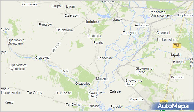 mapa Sobowice gmina Imielno, Sobowice gmina Imielno na mapie Targeo