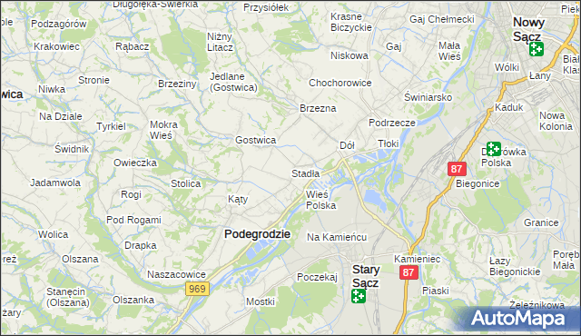 mapa Stadła, Stadła na mapie Targeo