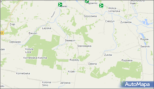 mapa Stanisławka gmina Sitno, Stanisławka gmina Sitno na mapie Targeo