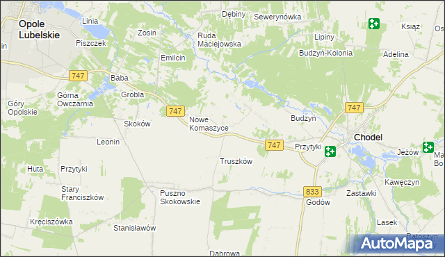 mapa Stare Komaszyce, Stare Komaszyce na mapie Targeo