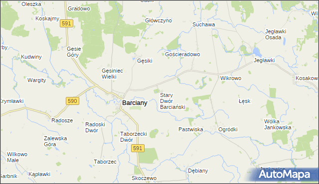 mapa Stary Dwór Barciański, Stary Dwór Barciański na mapie Targeo