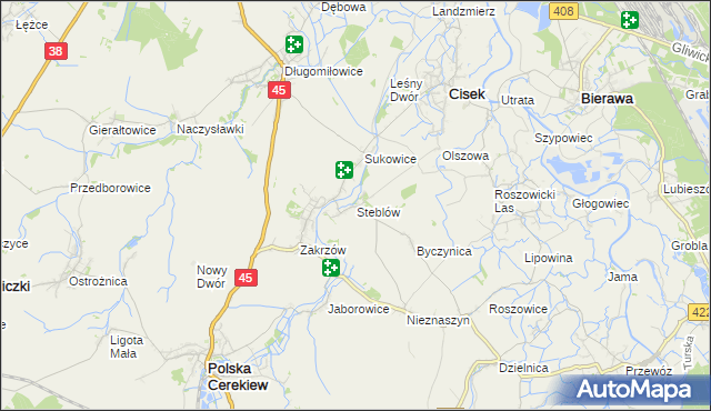 mapa Steblów gmina Cisek, Steblów gmina Cisek na mapie Targeo