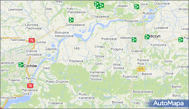mapa Stróże gmina Zakliczyn, Stróże gmina Zakliczyn na mapie Targeo