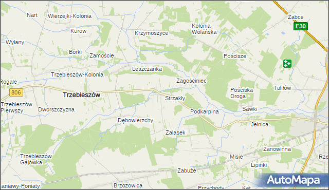 mapa Strzakły, Strzakły na mapie Targeo