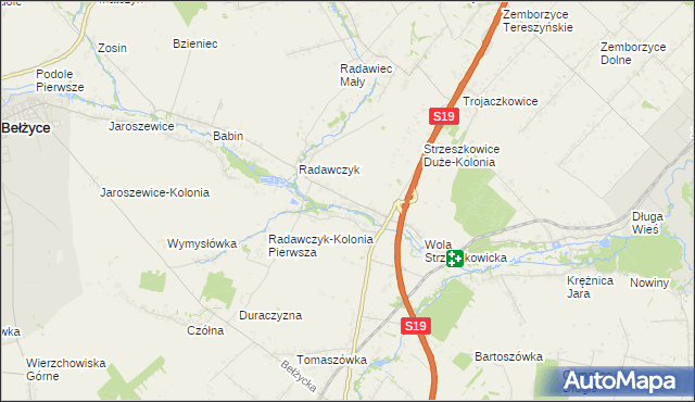 mapa Strzeszkowice Małe, Strzeszkowice Małe na mapie Targeo