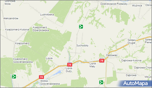 mapa Suchodoły gmina Gościeradów, Suchodoły gmina Gościeradów na mapie Targeo