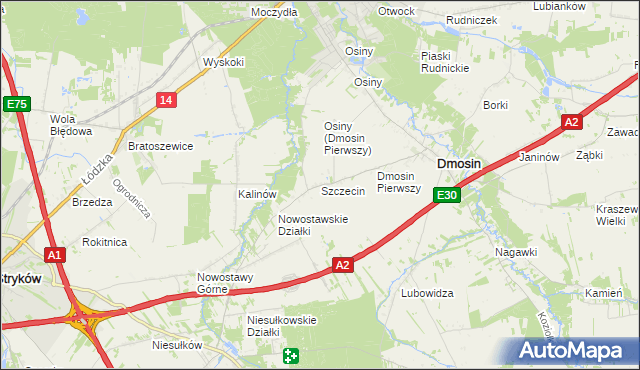 mapa Szczecin gmina Dmosin, Szczecin gmina Dmosin na mapie Targeo