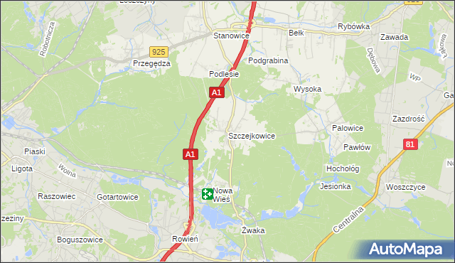 mapa Szczejkowice, Szczejkowice na mapie Targeo