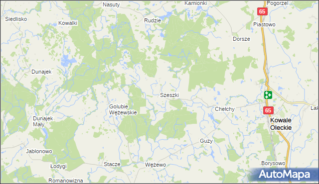 mapa Szeszki gmina Kowale Oleckie, Szeszki gmina Kowale Oleckie na mapie Targeo