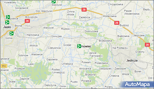 mapa Tarnowiec powiat jasielski, Tarnowiec powiat jasielski na mapie Targeo