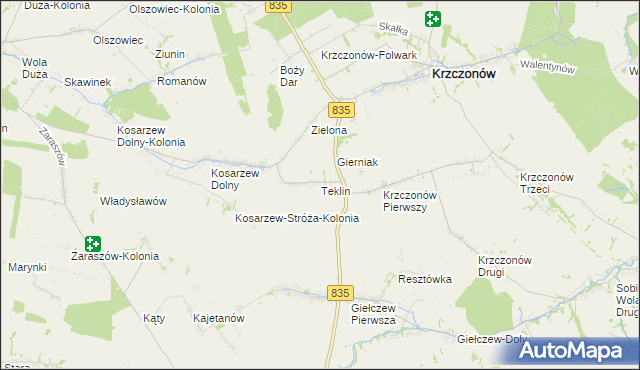 mapa Teklin gmina Krzczonów, Teklin gmina Krzczonów na mapie Targeo