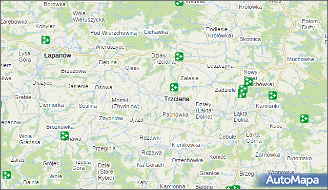 mapa Trzciana powiat bocheński, Trzciana powiat bocheński na mapie Targeo