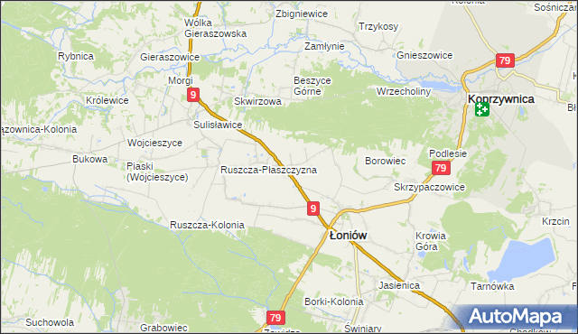 mapa Trzebiesławice, Trzebiesławice na mapie Targeo