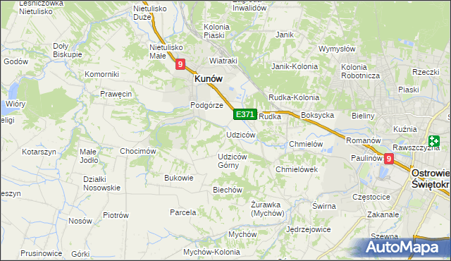 mapa Udziców, Udziców na mapie Targeo