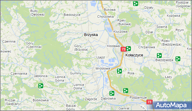 mapa Ujazd gmina Brzyska, Ujazd gmina Brzyska na mapie Targeo