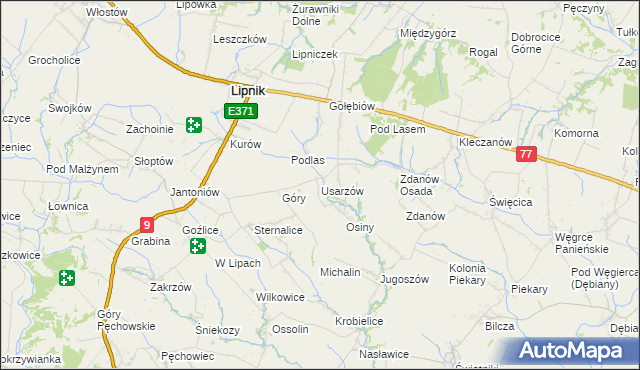 mapa Usarzów, Usarzów na mapie Targeo