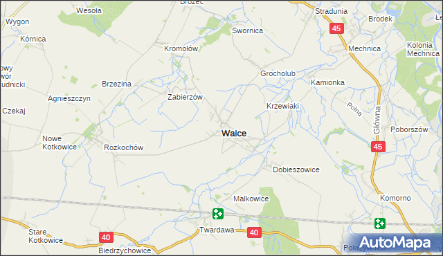 mapa Walce, Walce na mapie Targeo