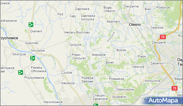 mapa Wielopole gmina Olesno, Wielopole gmina Olesno na mapie Targeo