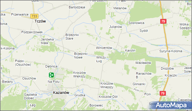 mapa Wilczy Ług, Wilczy Ług na mapie Targeo