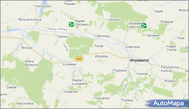 mapa Witoldów gmina Wojsławice, Witoldów gmina Wojsławice na mapie Targeo