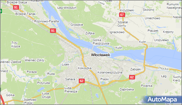 mapa Włocławka, Włocławek na mapie Targeo