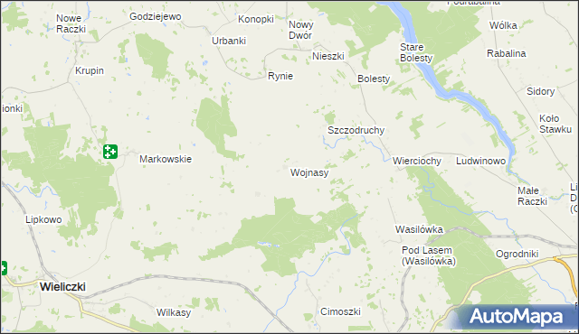 mapa Wojnasy gmina Wieliczki, Wojnasy gmina Wieliczki na mapie Targeo