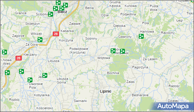 mapa Wójtowa, Wójtowa na mapie Targeo